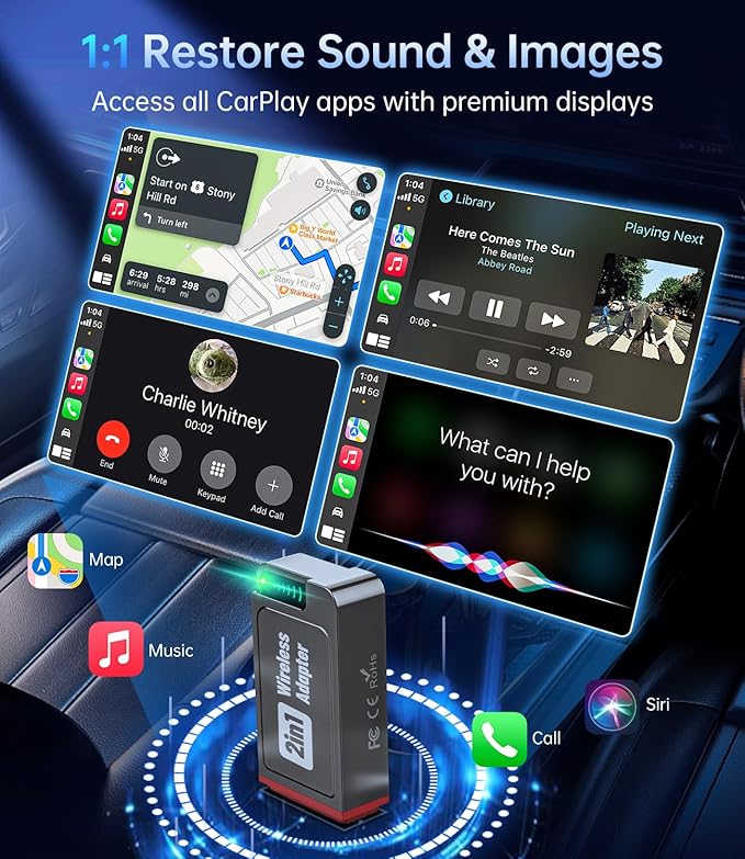 Wireless Carplay Adapter, 2025 Upgrade Mini USB Design - Image 4