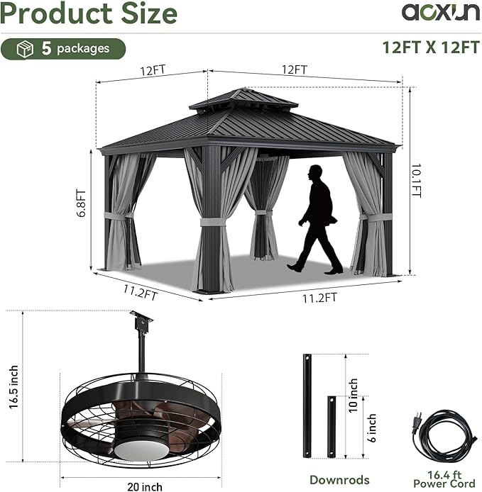 Aoxun 12' X 12' Hardtop Gazebo - Image 3