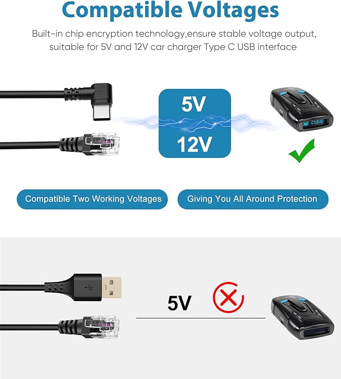 Radar Detector Cord, Type C to RJ11 Plug Cable, - Image 4