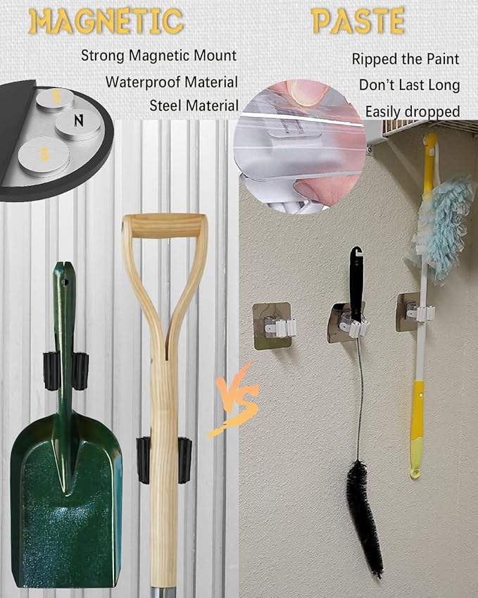 Magnetic Broom Holder, Steel Mop Mount No Drilling Magnetic Holder - Image 3