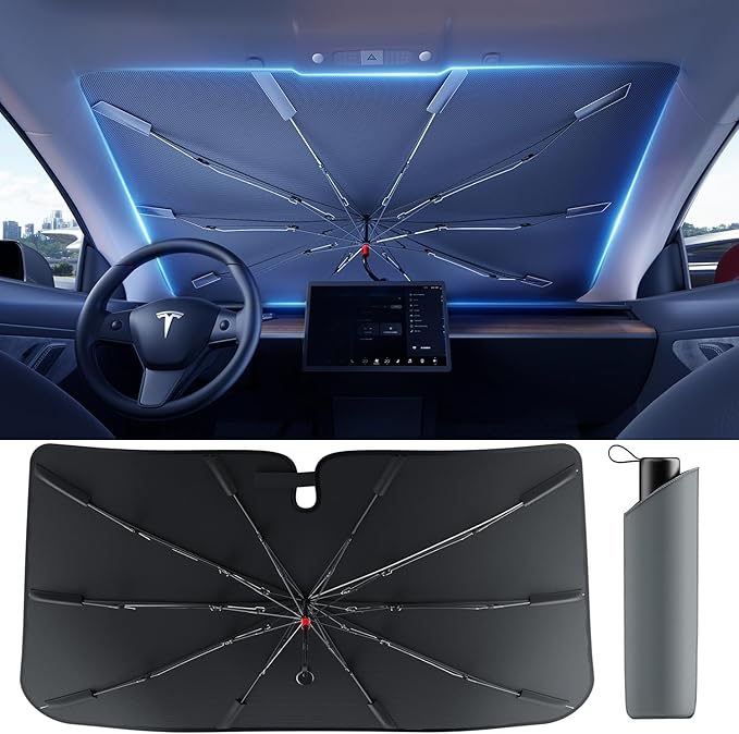 Car Windshield Sun Shade, Spring Structure Umbrella Sunshade by Bolamp