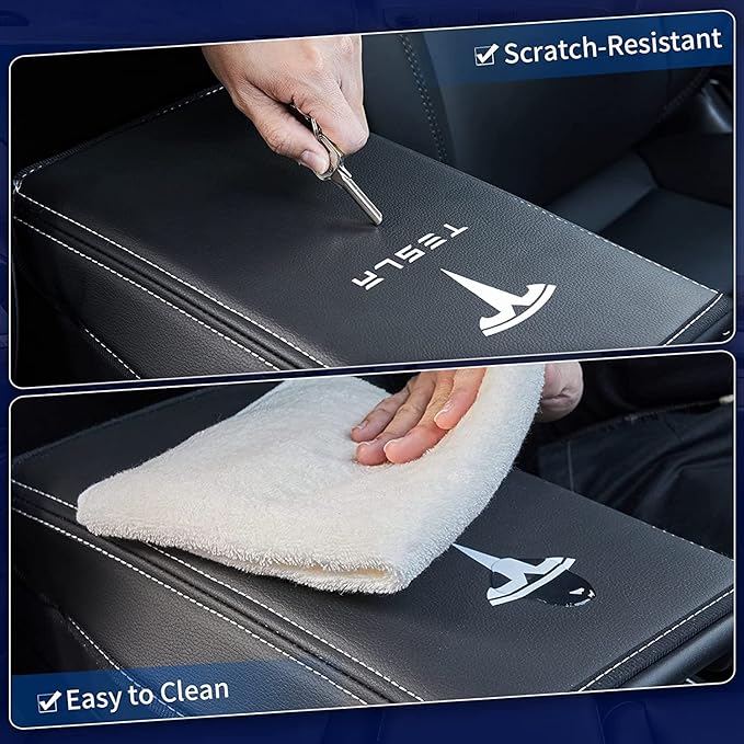 Car Armrest Cover for Tesla Model 3 Y Leather Center Console Armrest Box Cover - Image 4