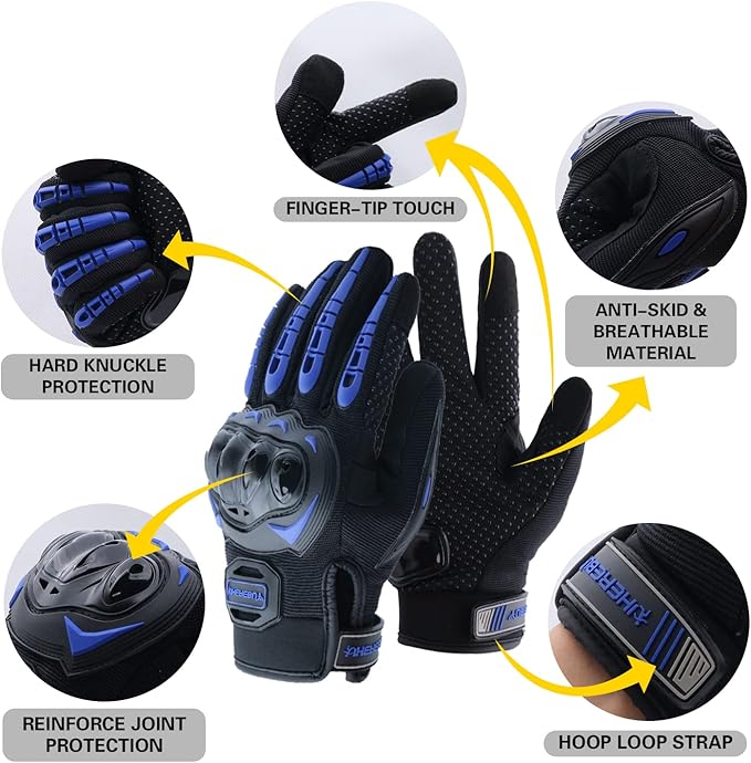 Motorcycle Gloves Touch Screen Full Finger Riding Gloves Knuckle Protection - Image 2