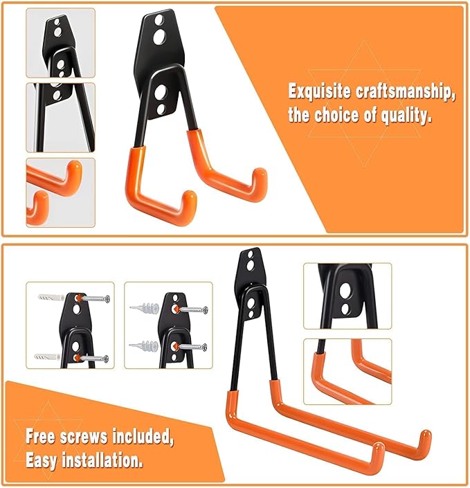 32 Pack Garage Hooks garage organization Steel Heavy Duty Garage Storage Hooks - Image 6