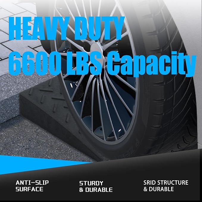 Heavy Duty Rubber Curb Ramps, 2 Pack, 6600 LBS/3T Capacity, - Image 3
