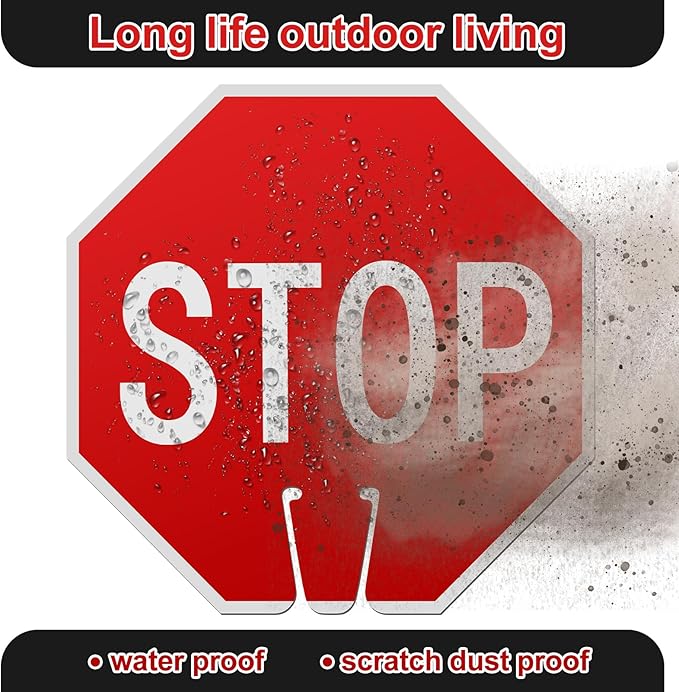 Geetery 6 Pcs Stop Signs 12 x 12 Inches PVC Traffic Cones Top Warning Signs - Image 4