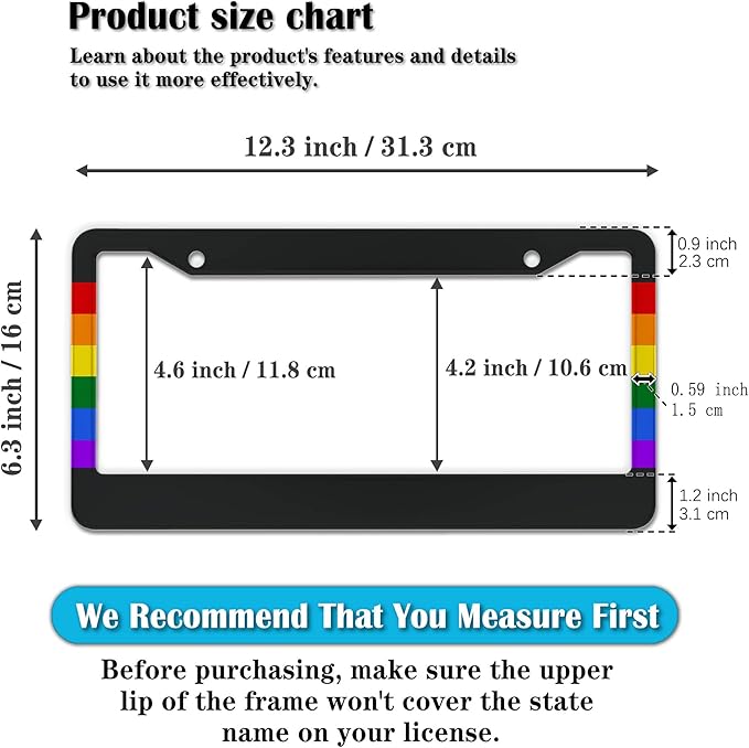 License Plate Frames Rainbow Automotive Exterior Accessories Gay Rainbow Strip - Image 2