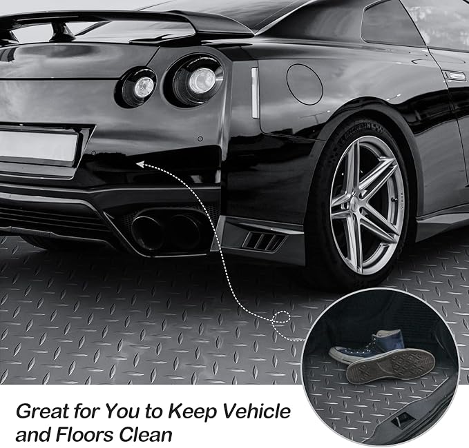 Garage Floor Mat, 4x8.2ft Diamond Rubber Plate Garage Flooring Rolls, Non-Slip - Image 3