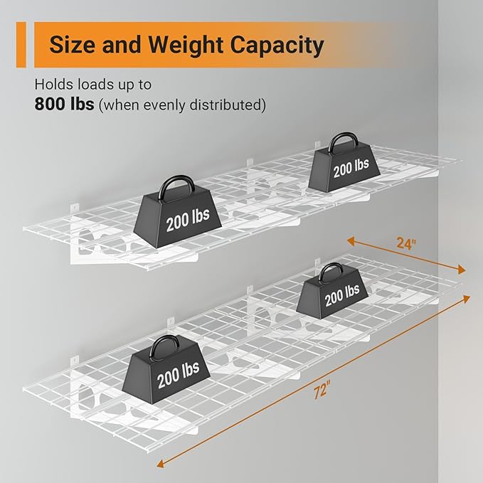 2x6 ft Garage Shelving, Pantry Storage, 800 lbs Total Load Capacity Storage - Image 2