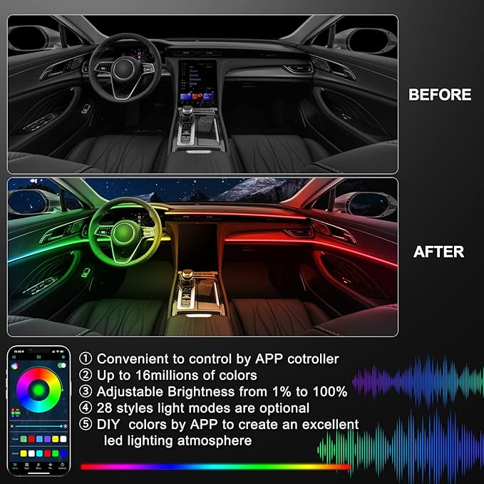 Acrylic Interior Car LED Strip Light - Image 3
