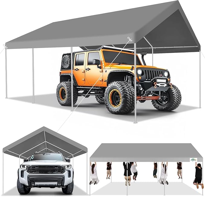 COBIZI Carport 12x20ft Heavy Duty Portable Garage, 2.0 Powder Coated Frame by COBIZI