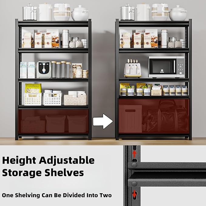 5 Tier Metal Shelving Unit, Adjustable Storage Shelves, Living Room - Image 7