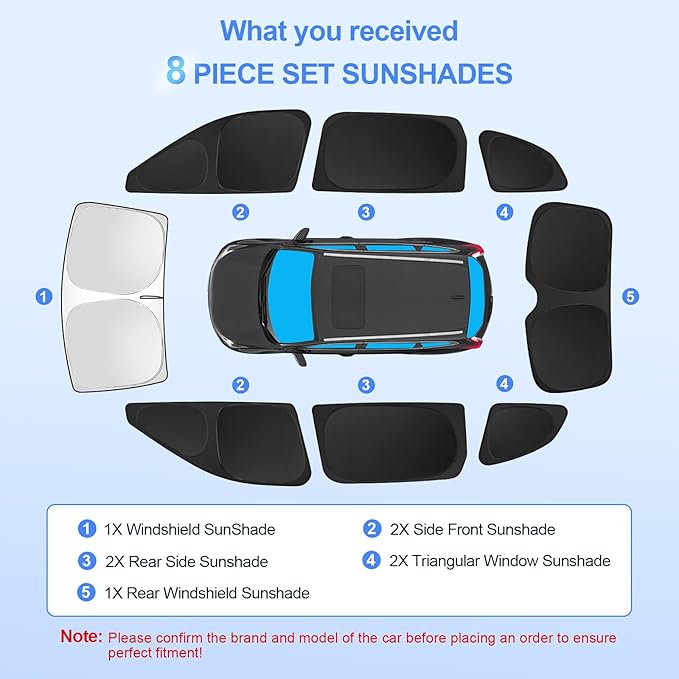 8pcs Car Window Shades for Honda CR-V 2023 2024 2025 Accessories, Windshield - Image 3