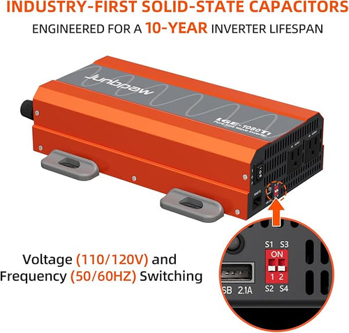 1080 Watt Pure Sine Wave Inverter, Remote Monitor Controller 12V DC to 120V AC - Image 2
