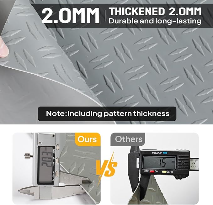 TUFFIOM 7.5 x 20 FT Garage Floor Mat, Thickened Diamond Plate PVC Garage Mats - Image 5
