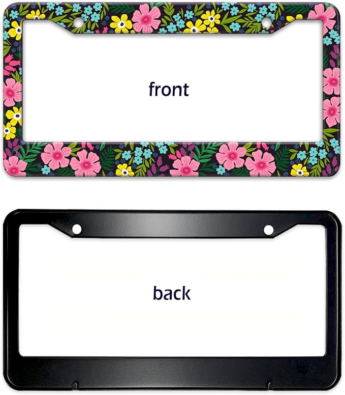 Floral License Plate Frame, Flowers License Plate Holder Covers, Metal Aluminum - Image 8