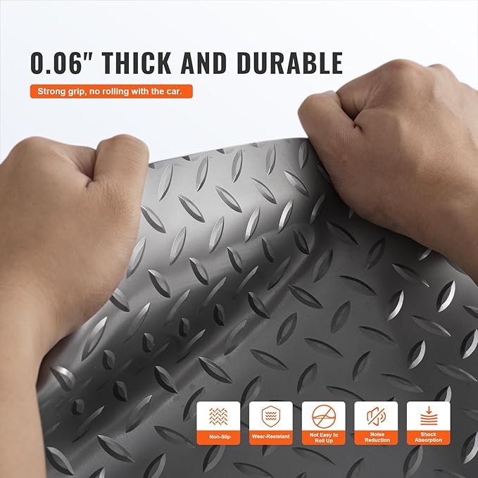 VEVOR Floor Mat, 13 x 4.9 FT PVC Flooring Roll, Non-Slip Diamond Texture - Image 3