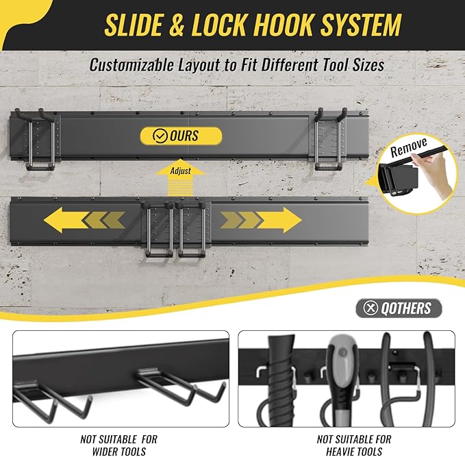 Garage Tool Rack Wall Mount – 64 inches Heavy-Duty Garden Tool Holder - Image 6