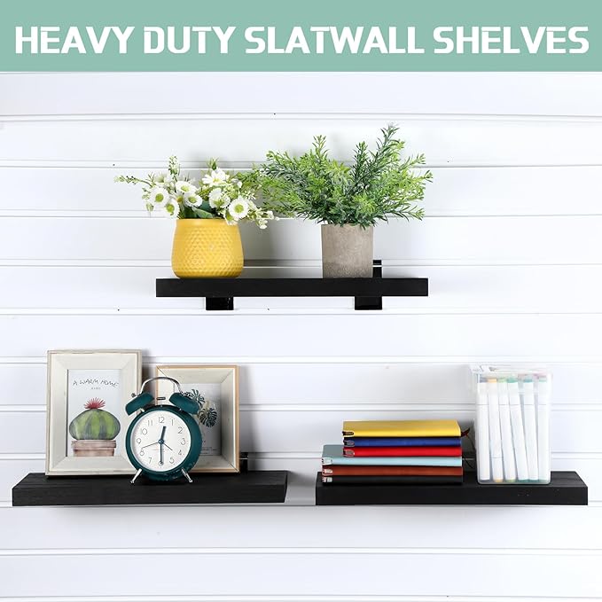 4 Pack Wooden Slatwall Shelf, 16.1" D x 6.7" W x 1.1" H Slatwall Shelves - Image 4