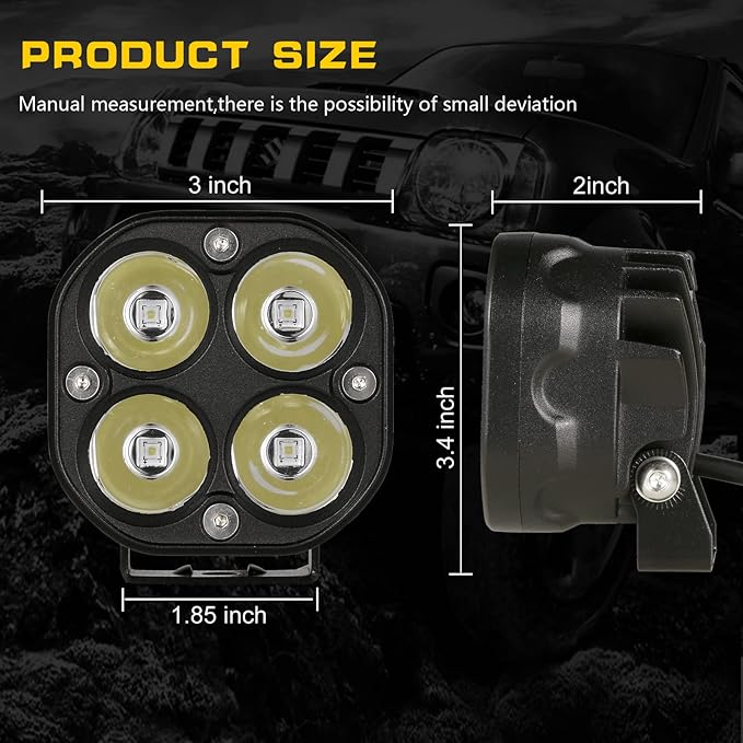 BIGLION.X LED Cubes, 3 Inch Pair 80W LED Driving Pods Spot Beam Off Road Fog - Image 6