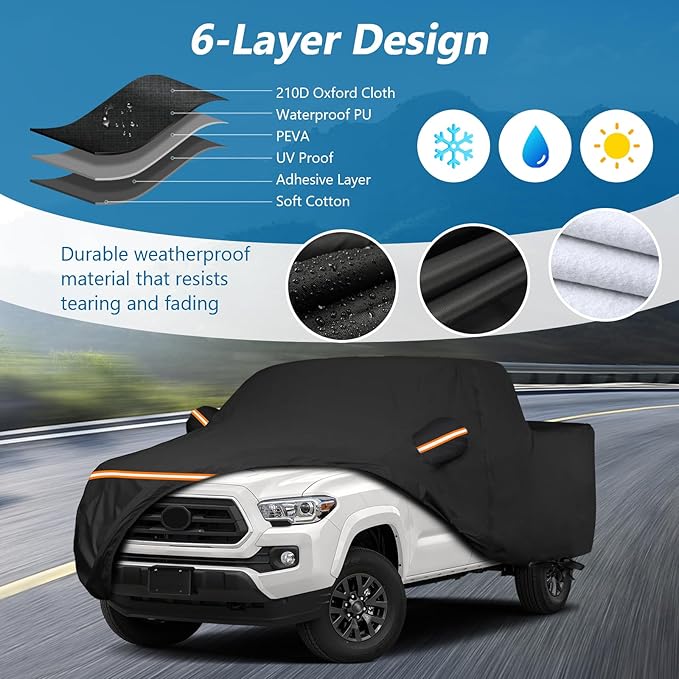 Waterproof Car Covers for Toyota Tacoma Double Cab-6ft Bed 2016-2025, - Image 2