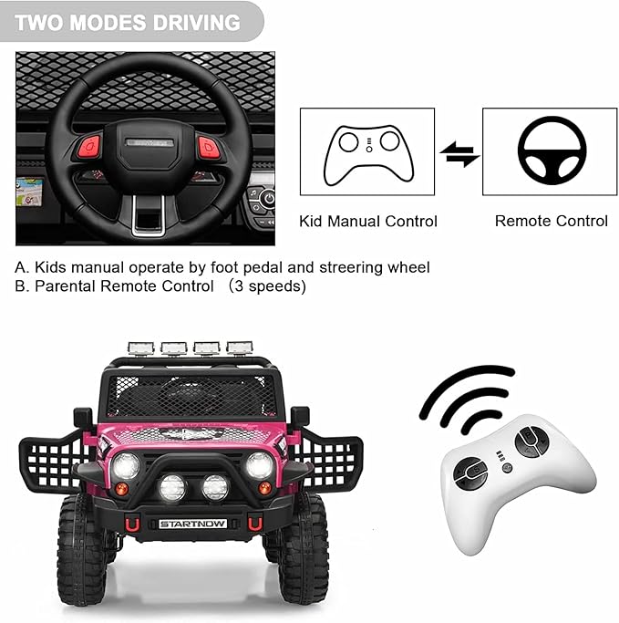 2-Seat Kids Ride on Truck Car, 12V Battery Powered Electric Vehicle - Image 4