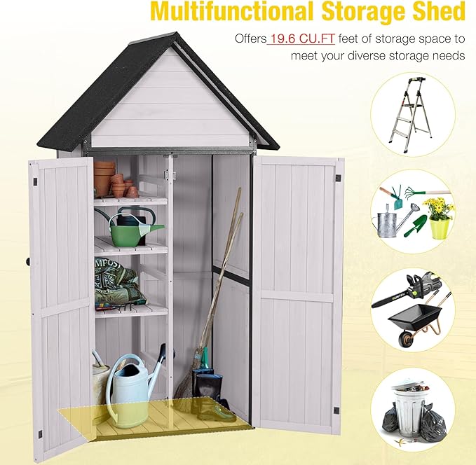 Outdoor Storage Shed, Vertical Wooden Tool Shed - Image 6