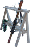 21-Place Freestanding Log Ski Rack Holder, Indoor & Outdoor Snowboard Racks by LogKayakRack