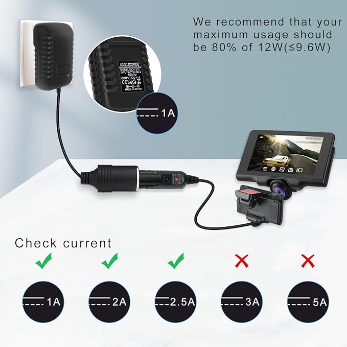 inShareplus 12V 1A 12W AC to DC Converter, 12 Volt Cigarette Lighter Adapter - Image 4