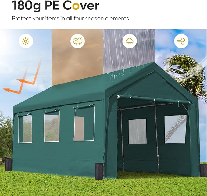 ADVANCE OUTDOOR 12x20 ft Car Canopy Garage Heavy Duty Carport Boat Shelter - Image 5
