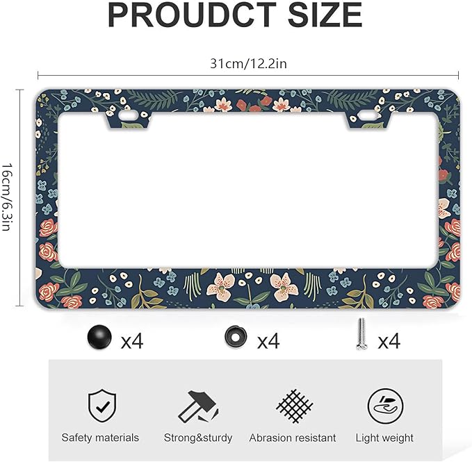 Colorful Floral Flowers License Plate Frames - Image 4