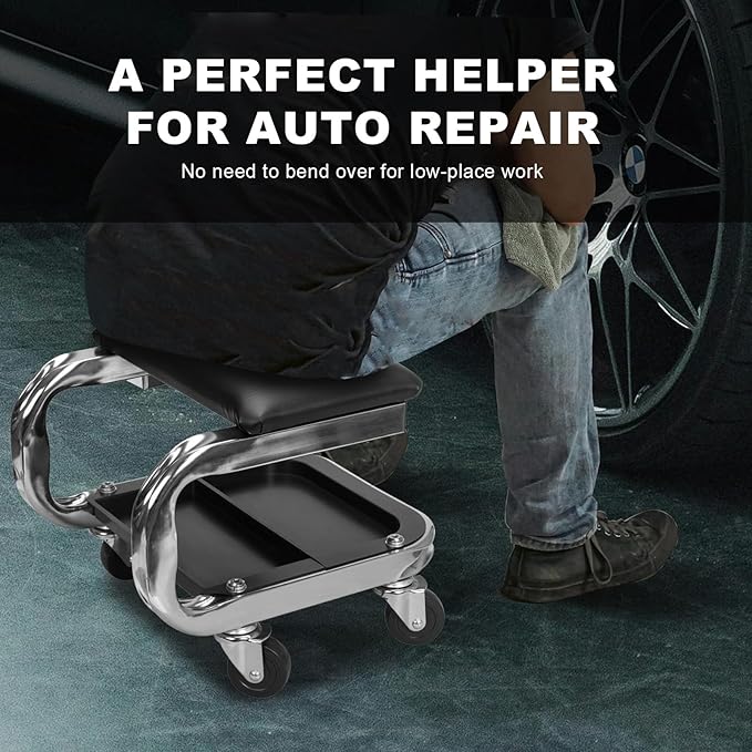 Torin AR7451B Heavy Duty Rolling Creeper Garage/Shop Seat: Padded Mechanic Stool - Image 6