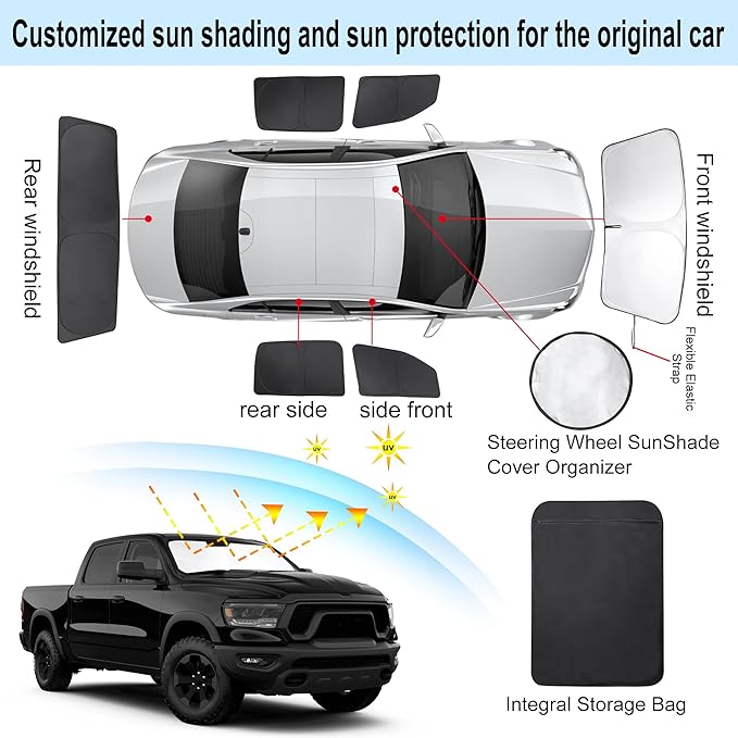 TINGLU Window Shades for Dodge RAM 1500 2019-2025 CrewCab, MegaCab Pickup - Image 3