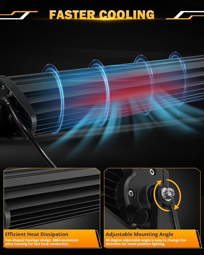 Auxbeam 42 Inch Curved LED Light Bar, 240W 6 Modes Amber White Strobe Fog Lights - Image 6