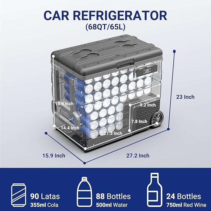 BODEGACOOLER 12 Volt Car Refrigerator, 68Quart Camping Fridge, RV Portable - Image 2