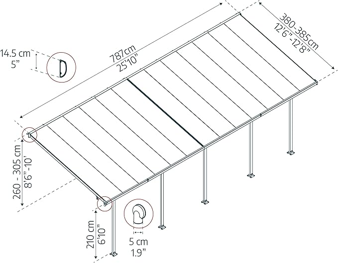 Palram - Canopia Feria 13 Ft. x 26 Ft. Carport Aluminum Metal Frame and - Image 7