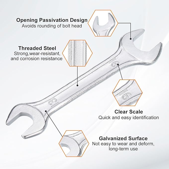 HARFINGTON 2pcs Double Open End Wrench 13mm x 16mm Metric 15 Degree Offset - Image 4