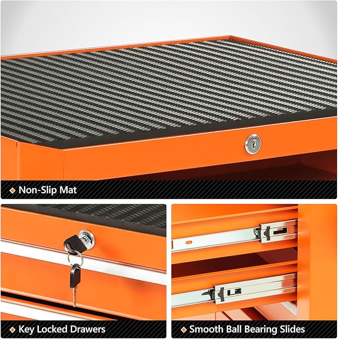 DNA MOTORING 3-Drawer Rolling Tools Chest, Rolling Tool Storage Cabinet - Image 6