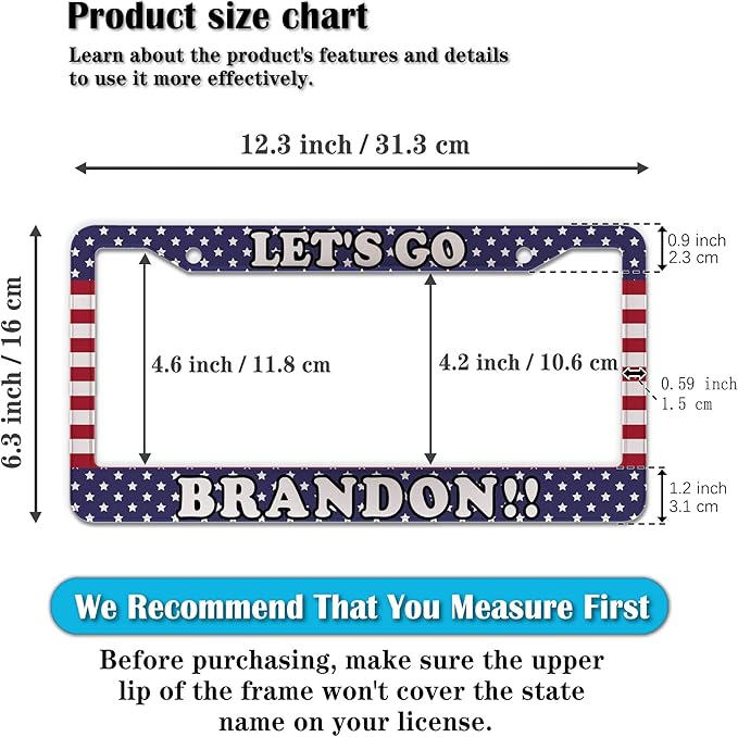 License Plate Frames for Women Multicolor License Plate Covers for Men Lets Go - Image 2