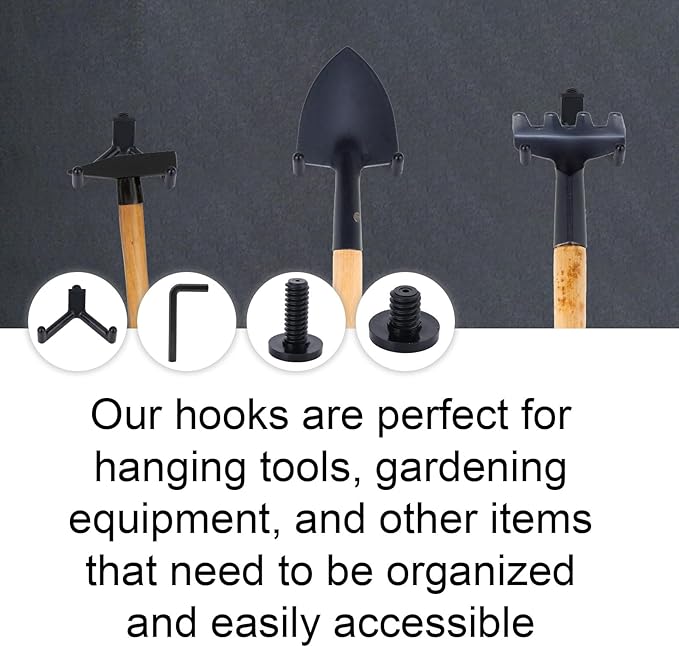 16 Pcs Storage Shed Hooks Set for Suncast, 5 Black V Shaped Tool Hooks Organizer - Image 6