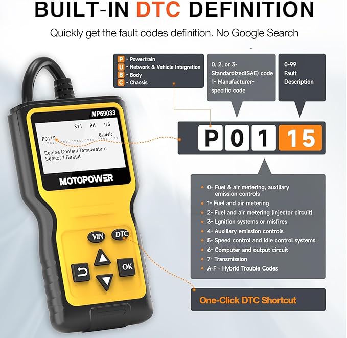 MOTOPOWER MP69033 Car OBD2 Scanner Code Reader Engine Fault Scanner CAN - Image 4