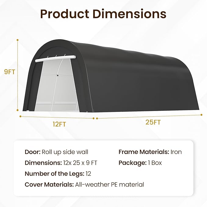 Kiss the Water Carport, Round Portable Garage, Steel Heavy Duty Carport - Image 3