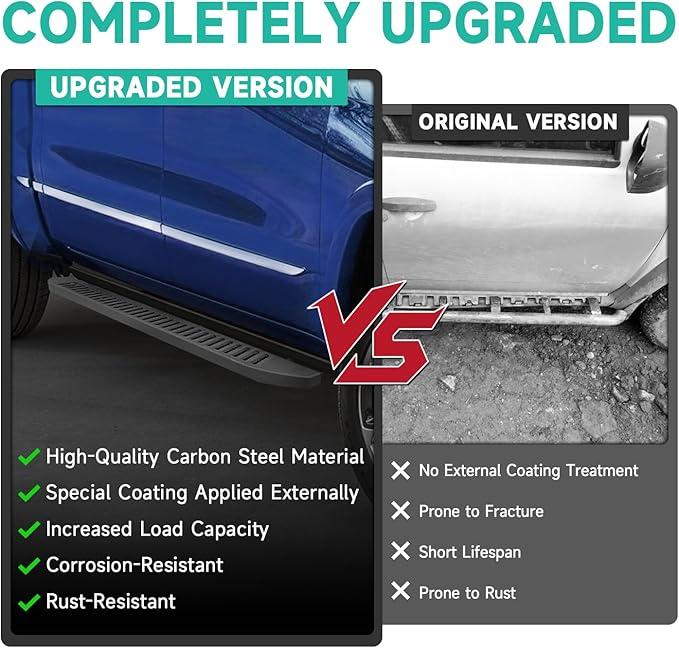 6'' Running Boards – Heavy-Duty Black Carbon Steel - Image 3
