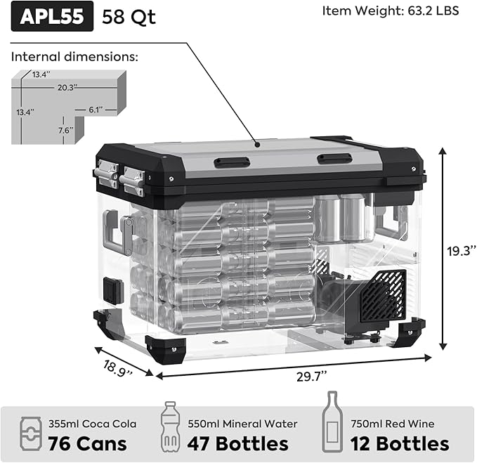 ICECO APL55 Dual Zone Portable Refrigerator Bluetooth Controlled, 55 Liter 12v - Image 3