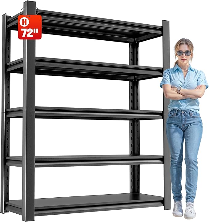 5 Tier Heavy Duty Metal Shelving Unit, Industrial Storage Shelf by OLLRRACT