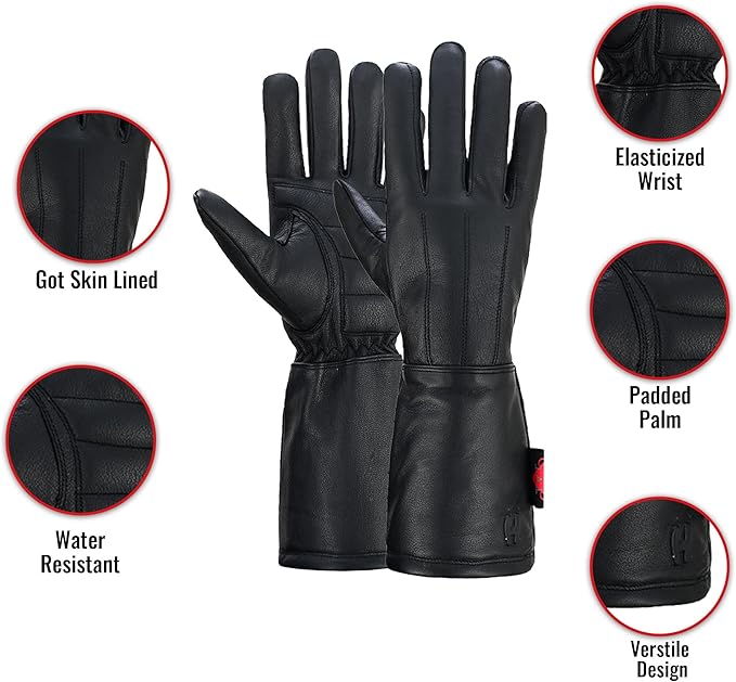 Hugger Women’s Classic Motorcycle Glove Seasonal Wind Stopper Lined Gauntlet - Image 4