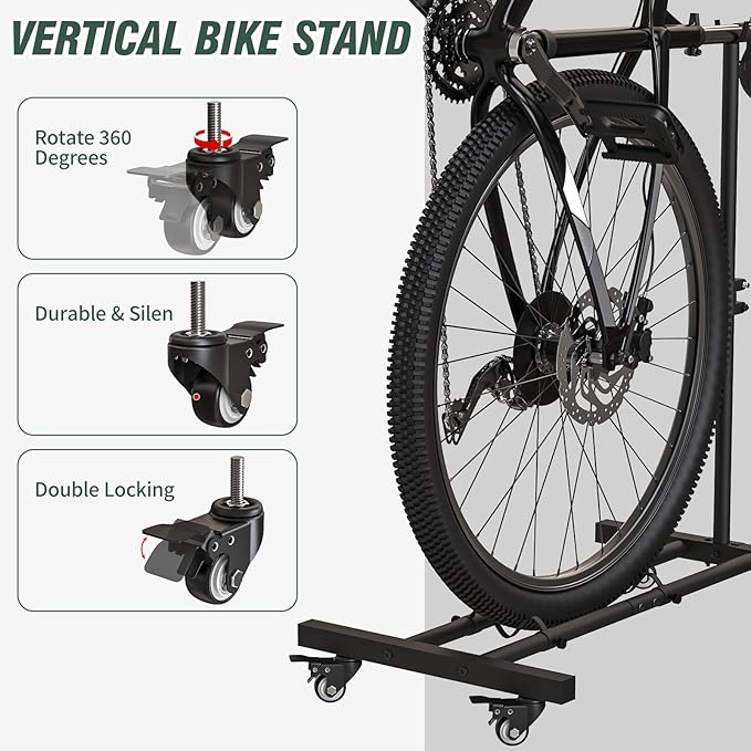Vertical Bike Stand, Upright Bike Parking Rack Floor, Adjustable Bicycle Storage - Image 3