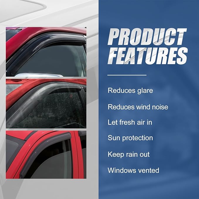 Auto Dynasty 2Pcs Carbon Fiber Pattern Window Visors Compatible - Image 4