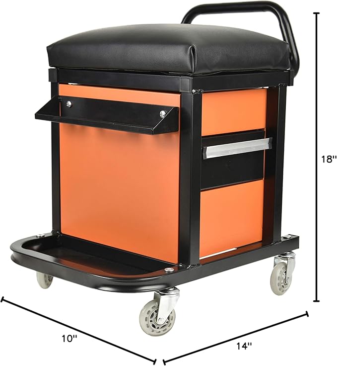 Eisen Rolling Tool Box with Seat, Mechanics Seat with Storage Drawers and - Image 8