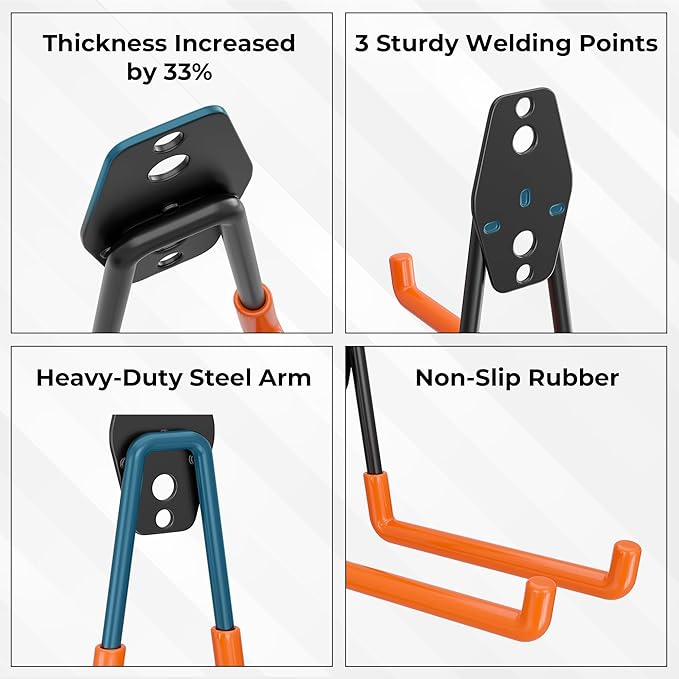 BONTEC Heavy Duty Garage Hooks, Anti-Slip Coated Black Steel - Image 4